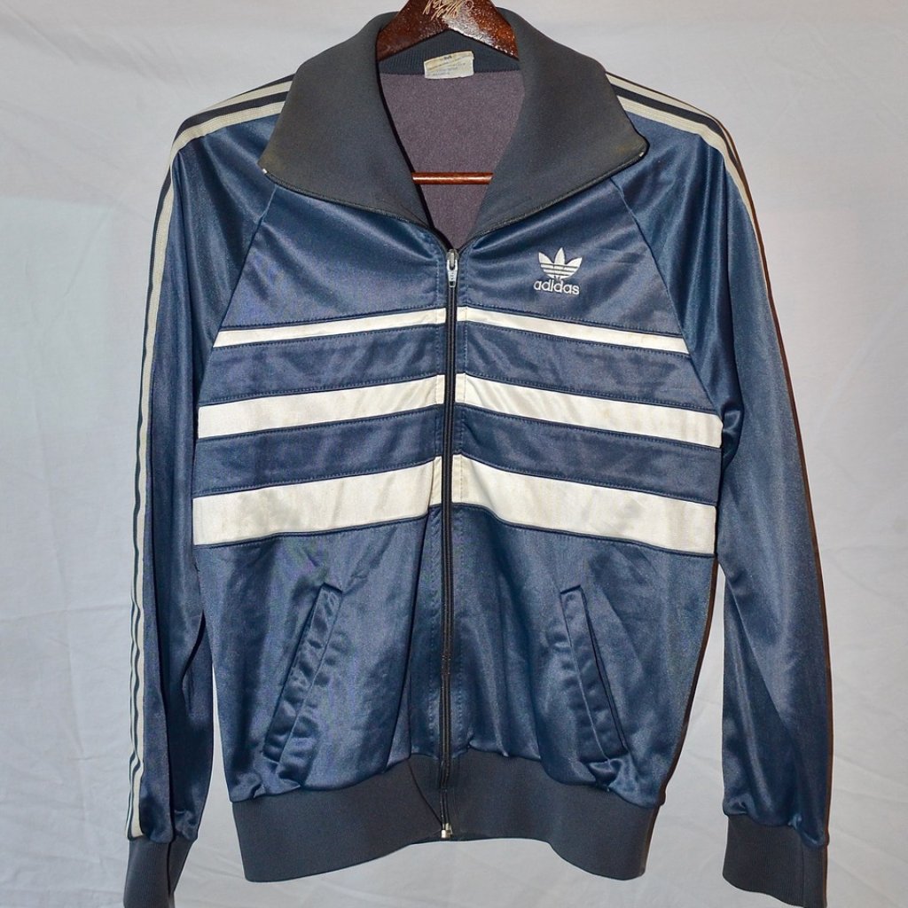 Vintage Adidas Track Jacket Usa Trefoil Blue 80s M (Fits Small)
